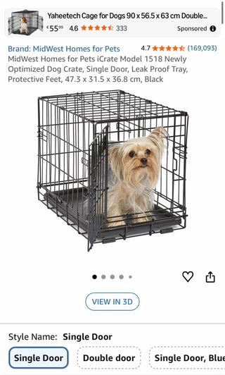 Jaula perro pequeña puerta única negra