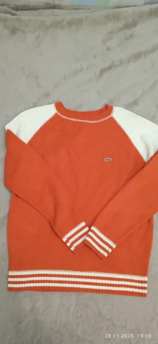 Jersey Lacoste Naranja y Blanco Talla M