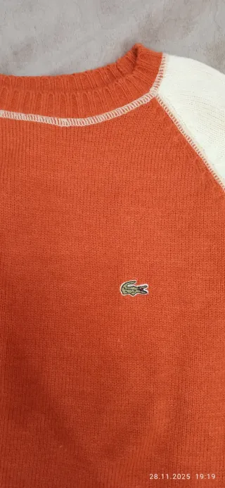 Jersey Lacoste Naranja y Blanco Talla M