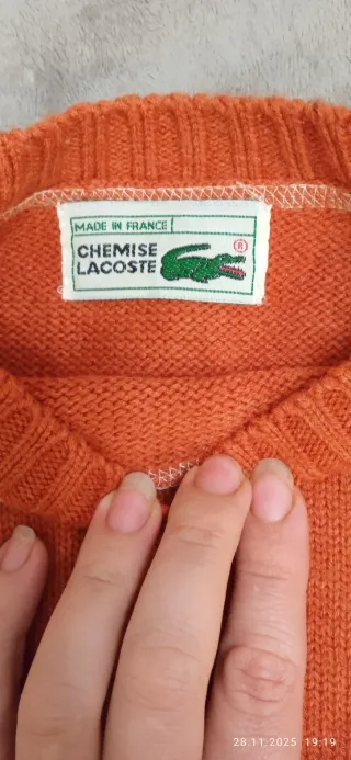 Jersey Lacoste Naranja y Blanco Talla M