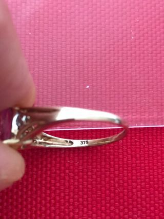 Anillo Oro dorado 9k Zafiro Rosa y Diamantes