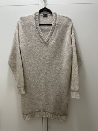 Maglione vestito beige/grigio taglia unica