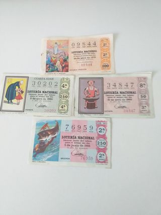 Lotería Nacional Décimos Antiguos