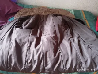 Abrigo reversible señora. Color marrón chocolate,