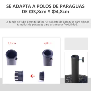 Base Sombrilla 9kg Flores 38/48mm