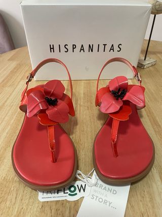 sandalias con flor de piel