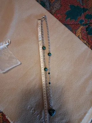 Collana con cuore verde e argento