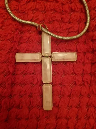 Colgante Cruz Plata Piedras Blancas