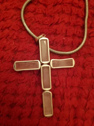 Colgante Cruz Plata Piedras Blancas