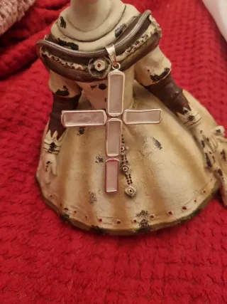 Colgante Cruz Plata Piedras Blancas