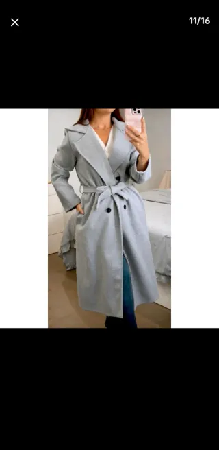 Abrigo paño gris talla única