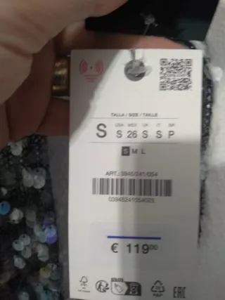 Vestido lentejuelas Zara plateado