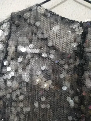 Vestido lentejuelas Zara plateado