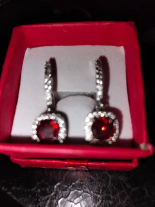 Pendientes Plata 925 con Piedra Roja