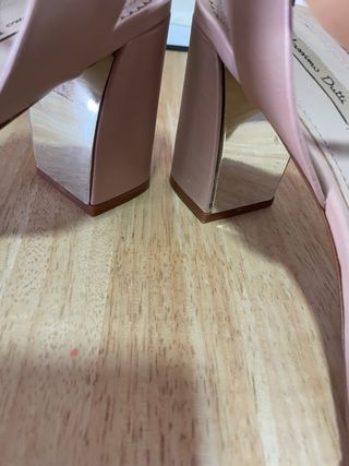 Sandalias tacón Massimo Dutti Beige/Rosa