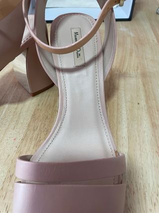 Sandalias tacón Massimo Dutti Beige/Rosa