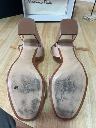 Sandalias tacón Massimo Dutti Beige/Rosa