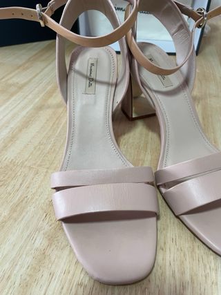 Sandalias tacón Massimo Dutti Beige/Rosa