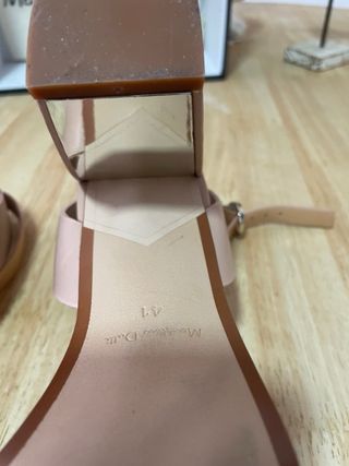 Sandalias tacón Massimo Dutti Beige/Rosa