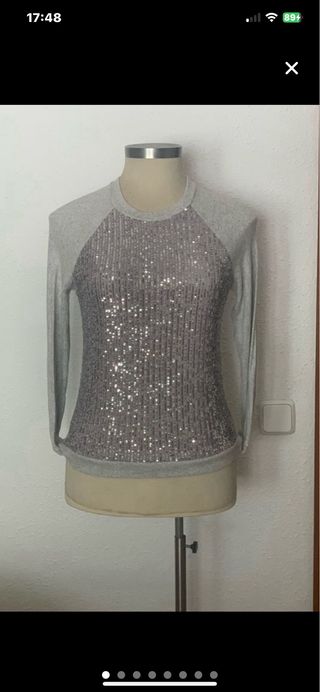 Jersey lentejuelas gris plata
