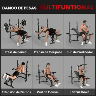 Banco de pesas ajustable con soporte