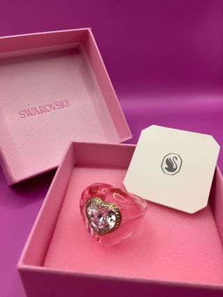 SWAROVSKI Anillo Corazón Rosa Nuevo