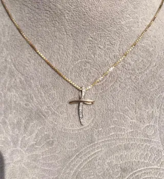 Colgante Cruz Oro dorado 9k con Diamantes