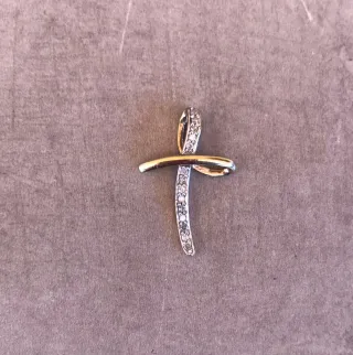 Colgante Cruz Oro dorado 9k con Diamantes