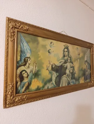 Cuadro Vintage Virgen y Niño