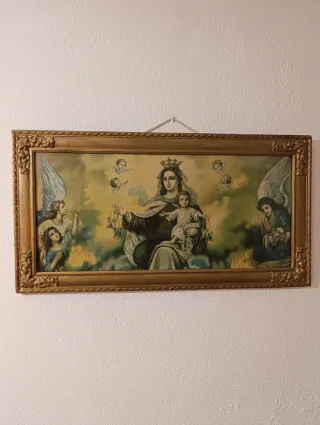 Cuadro Vintage Virgen y Niño