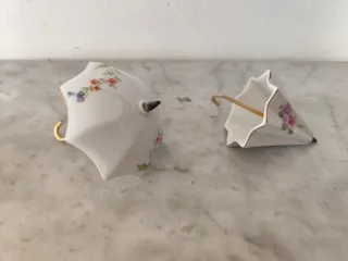 Pack 2 Paraguas Miniatura Porcelana Decorativos