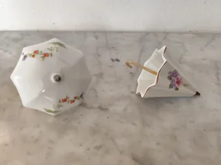 Pack 2 Paraguas Miniatura Porcelana Decorativos