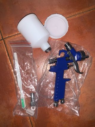 Pistola Pulverizadora HVLP Azul + Accesorios