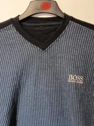 Jersey Hugo Boss V-Neck Rayas Gris y Negro