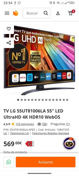 TV LG 55 4K HDR10 WebOS