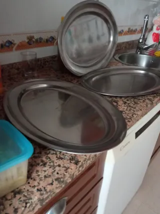 3 Bandejas Ovaladas Acero Inoxidable 50x34