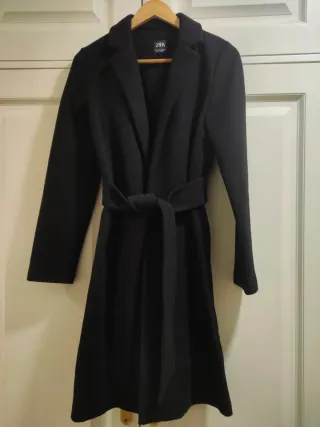 ZARA - Abrigo paño negro