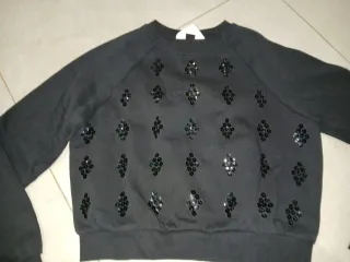 Felpa nera per ragazza con paillettes XS