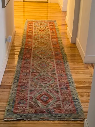 Tappeto Kilim Multicolore per Corridoio in Buono Stato