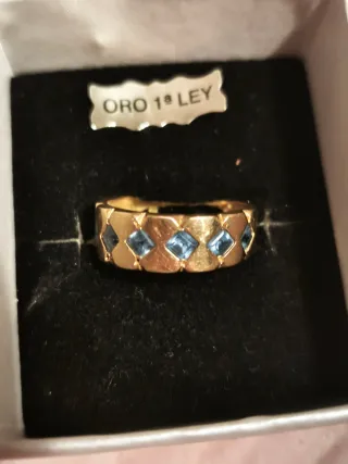 Anillos y joyas Oro 1ª Ley con zafiro y diamantes