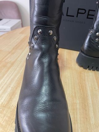 Botas Alpe Piel Tachuelas Negra Talla 40