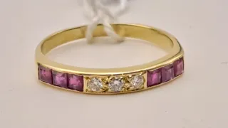 Anillo Oro 18k Rubíes y Diamantes