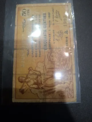 Billete 50 Céntimos Hóstoles 1937