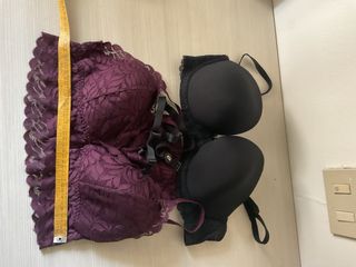 Set reggiseni pizzo nero e viola
