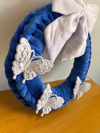 Ghirlanda Lana Marshmallow Blu/Bianco