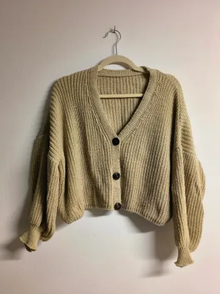 Chaqueta punto beige mujer talla única