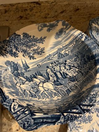 Servizio 14 pezzi porcellana blu e bianco