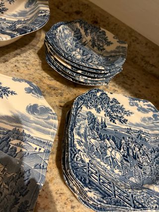 Servizio 14 pezzi porcellana blu e bianco