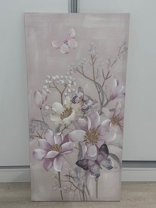 Cuadro decorativo flores y mariposas