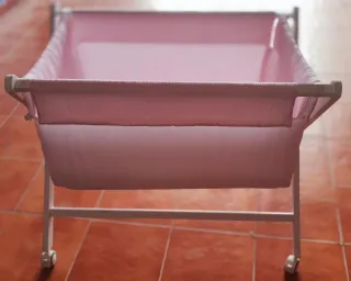 MINICUNA plegable tijera madera, colchón+sábanas